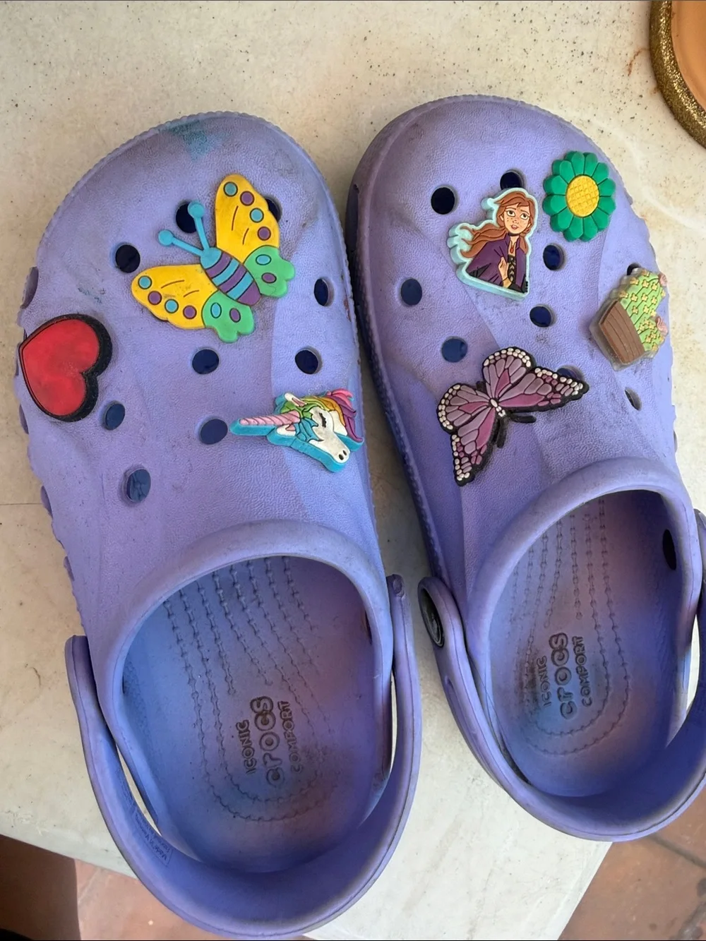 CROCS Kids' Lavender Slip-On Clogs with Decorative Charms